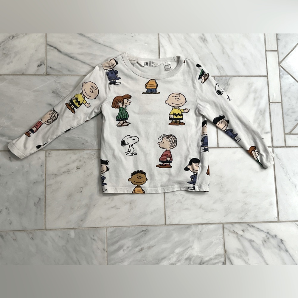 H&M Charlie Brown Long Sleeve Shirts toddler boys size 3-4T, black and white